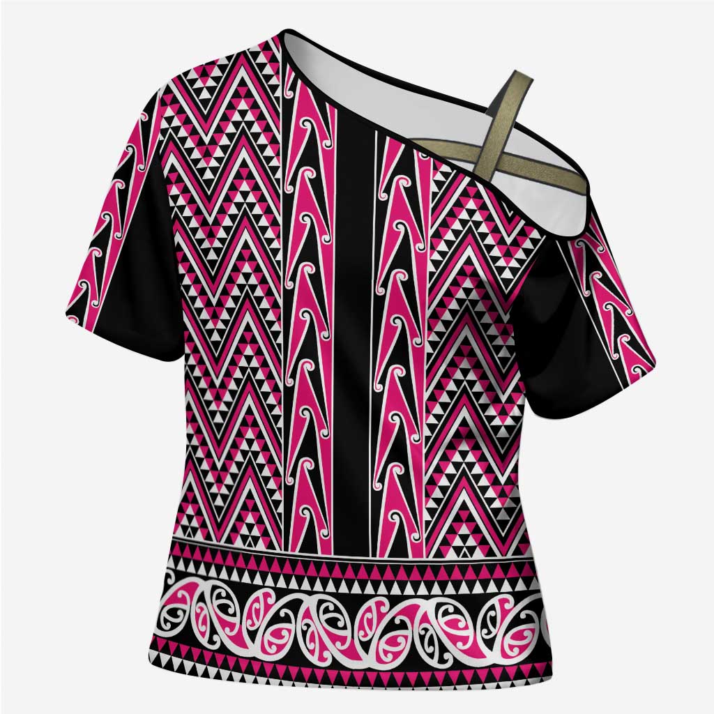 New Zealand Maori Niho Taniwha Cross Shoulder Shirt Mawhero Mangopare and Puhoro Pattern - Aussie Hoodie