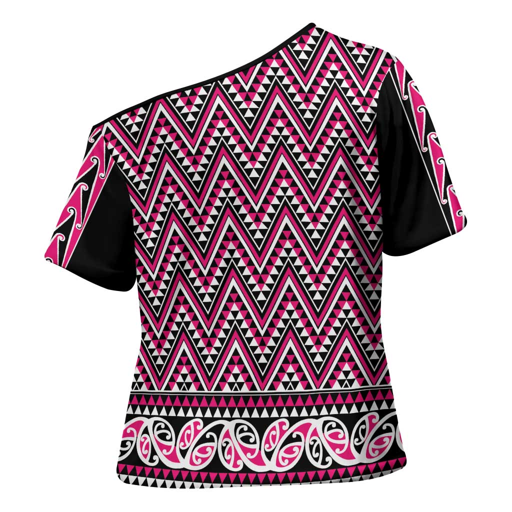 New Zealand Maori Niho Taniwha Cross Shoulder Shirt Mawhero Mangopare and Puhoro Pattern - Aussie Hoodie