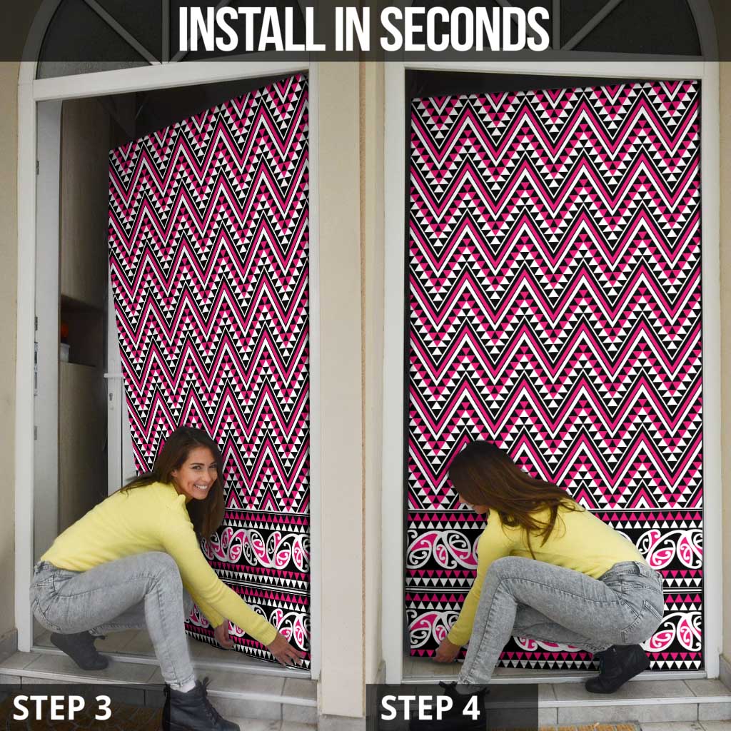 New Zealand Maori Niho Taniwha Door Cover Mawhero Mangopare and Puhoro Pattern - Aussie Hoodie