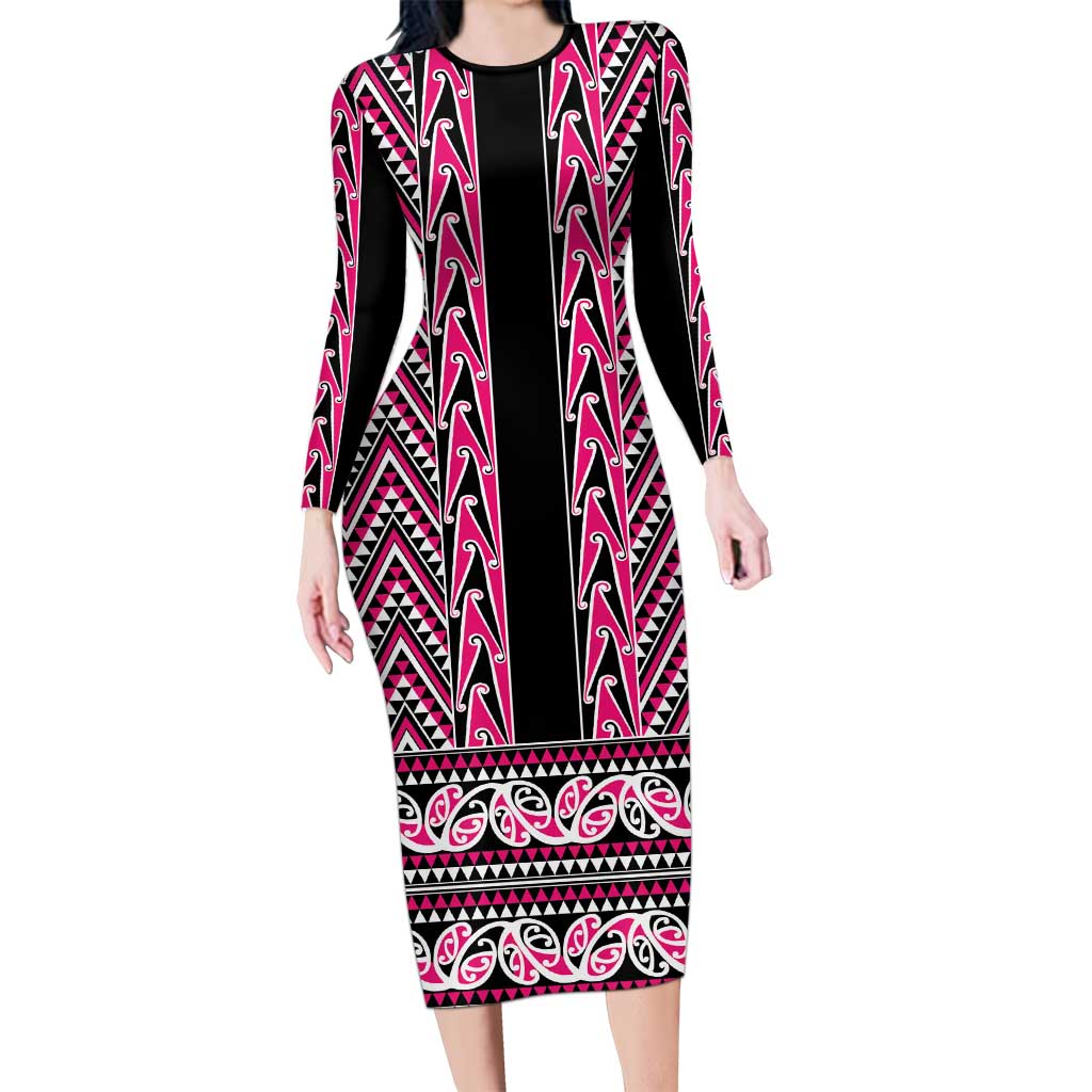 New Zealand Maori Niho Taniwha Family Matching Long Sleeve Bodycon Dress and Hawaiian Shirt Mawhero Mangopare and Puhoro Pattern