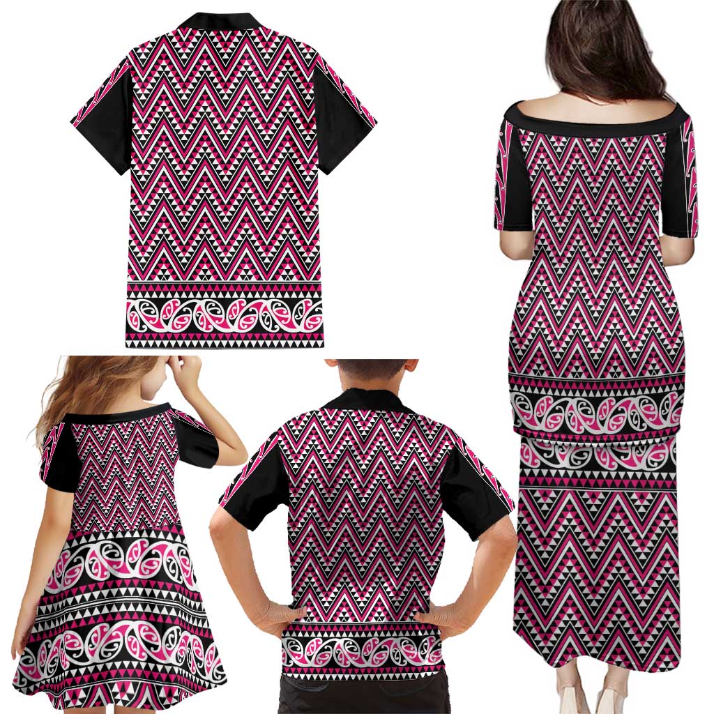New Zealand Maori Niho Taniwha Family Matching Puletasi and Hawaiian Shirt Mawhero Mangopare and Puhoro Pattern