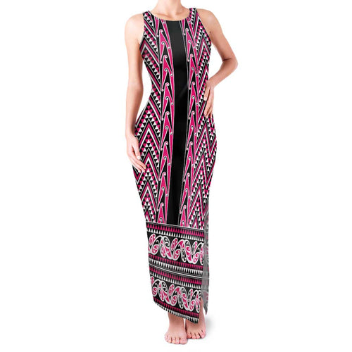 New Zealand Maori Niho Taniwha Family Matching Tank Maxi Dress and Hawaiian Shirt Mawhero Mangopare and Puhoro Pattern