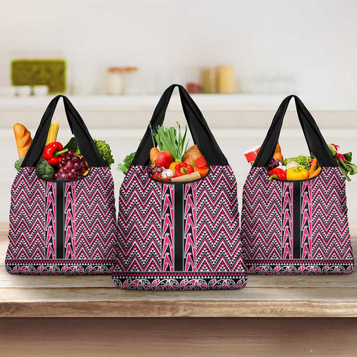 New Zealand Maori Niho Taniwha Grocery Bag Mawhero Mangopare and Puhoro Pattern