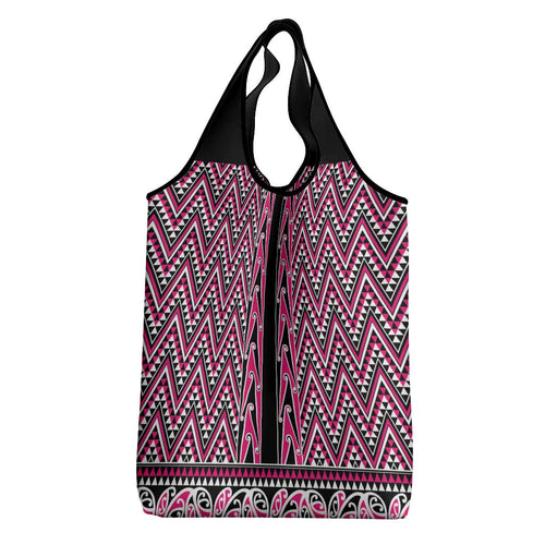 New Zealand Maori Niho Taniwha Grocery Bag Mawhero Mangopare and Puhoro Pattern