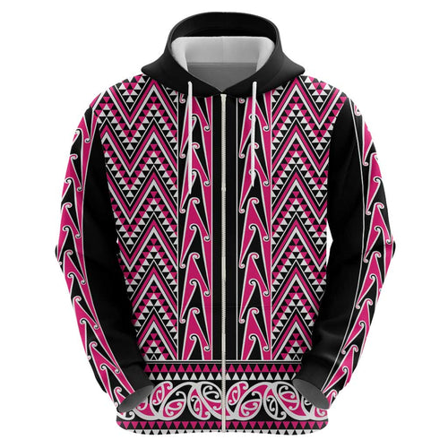 New Zealand Maori Niho Taniwha Hoodie Mawhero Mangopare and Puhoro Pattern