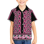 New Zealand Maori Niho Taniwha Kid Hawaiian Shirt Mawhero Mangopare and Puhoro Pattern