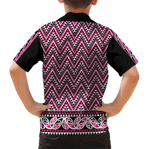 New Zealand Maori Niho Taniwha Kid Hawaiian Shirt Mawhero Mangopare and Puhoro Pattern