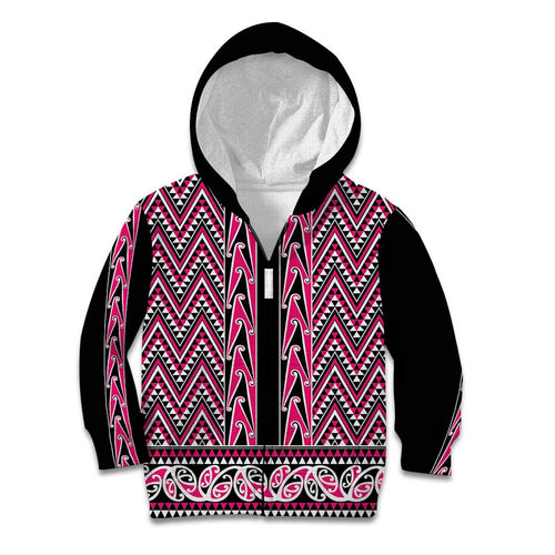 New Zealand Maori Niho Taniwha Kid Hoodie Mawhero Mangopare and Puhoro Pattern