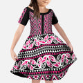 New Zealand Maori Niho Taniwha Kid Short Sleeve Dress Mawhero Mangopare and Puhoro Pattern