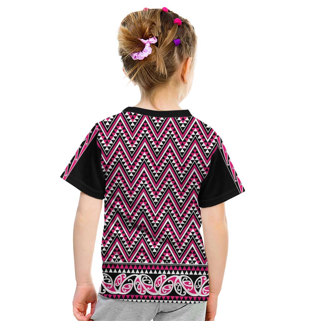 New Zealand Maori Niho Taniwha Kid T Shirt Mawhero Mangopare and Puhoro Pattern