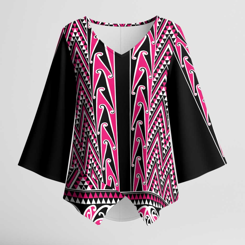 New Zealand Maori Niho Taniwha Kimono Sleeve Blouse Mawhero Mangopare and Puhoro Pattern - Aussie Hoodie