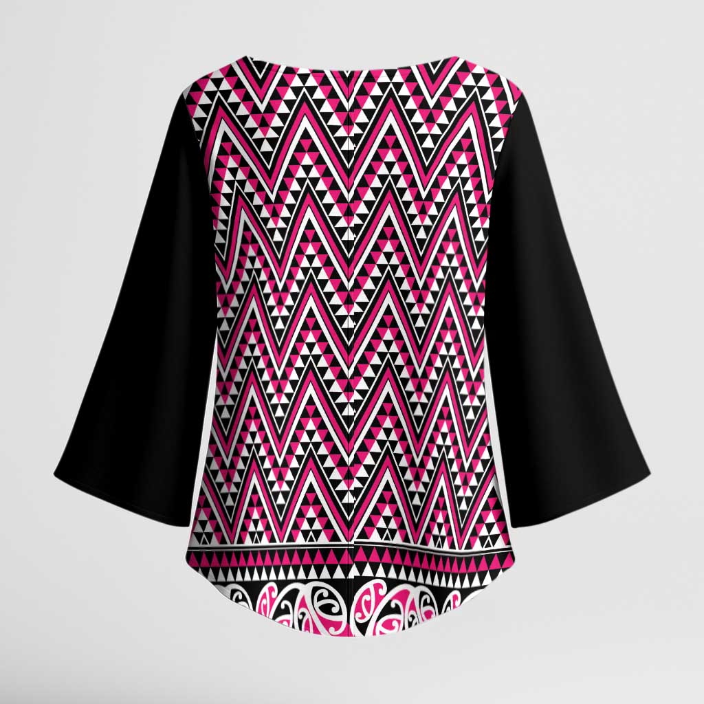 New Zealand Maori Niho Taniwha Kimono Sleeve Blouse Mawhero Mangopare and Puhoro Pattern - Aussie Hoodie