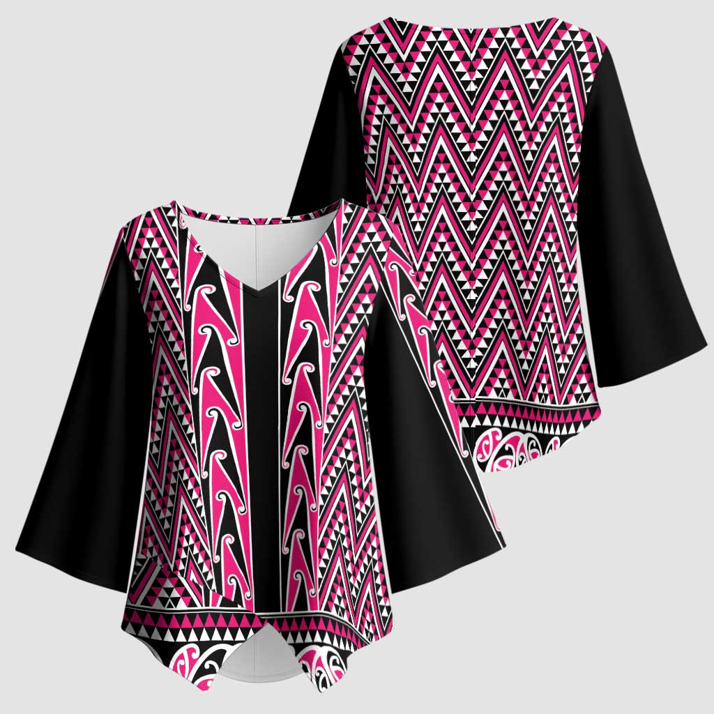 New Zealand Maori Niho Taniwha Kimono Sleeve Blouse Mawhero Mangopare and Puhoro Pattern - Aussie Hoodie