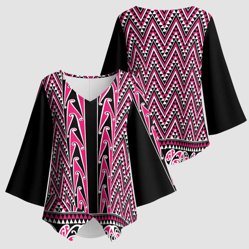 New Zealand Maori Niho Taniwha Kimono Sleeve Blouse Mawhero Mangopare and Puhoro Pattern - Aussie Hoodie