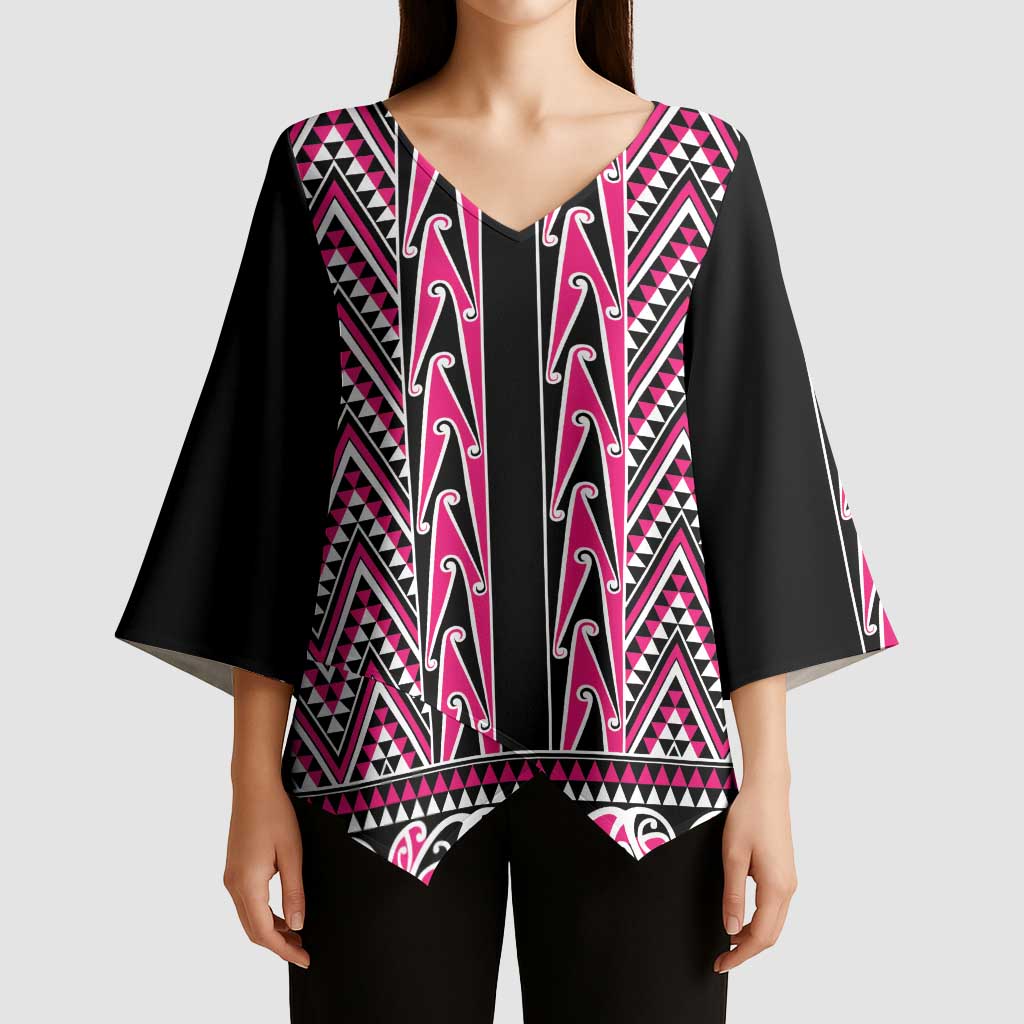 New Zealand Maori Niho Taniwha Kimono Sleeve Blouse Mawhero Mangopare and Puhoro Pattern - Aussie Hoodie