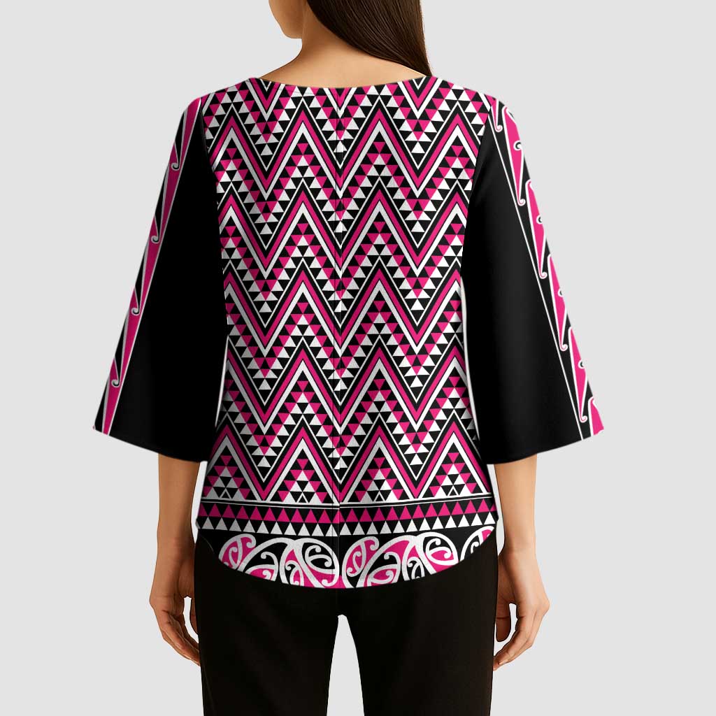 New Zealand Maori Niho Taniwha Kimono Sleeve Blouse Mawhero Mangopare and Puhoro Pattern - Aussie Hoodie