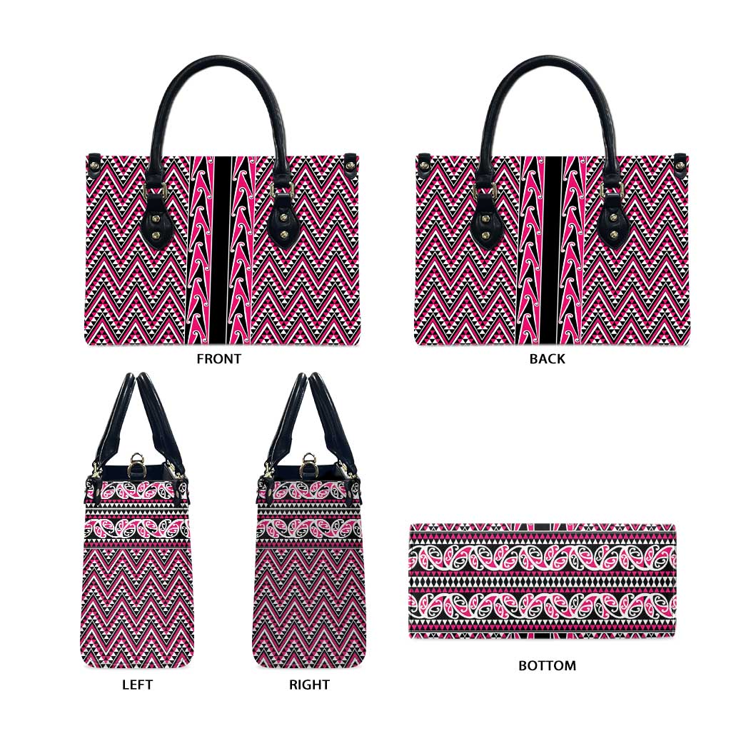 New Zealand Maori Niho Taniwha Leather Bag Mawhero Mangopare and Puhoro Pattern - Aussie Hoodie