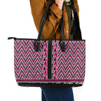 New Zealand Maori Niho Taniwha Leather Tote Bag Mawhero Mangopare and Puhoro Pattern