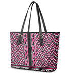 New Zealand Maori Niho Taniwha Leather Tote Bag Mawhero Mangopare and Puhoro Pattern