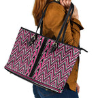 New Zealand Maori Niho Taniwha Leather Tote Bag Mawhero Mangopare and Puhoro Pattern