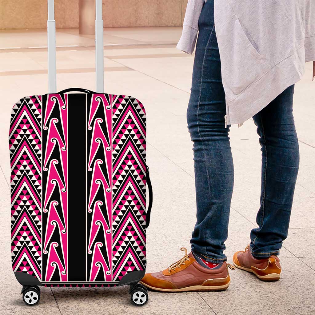 New Zealand Maori Niho Taniwha Luggage Cover Mawhero Mangopare and Puhoro Pattern