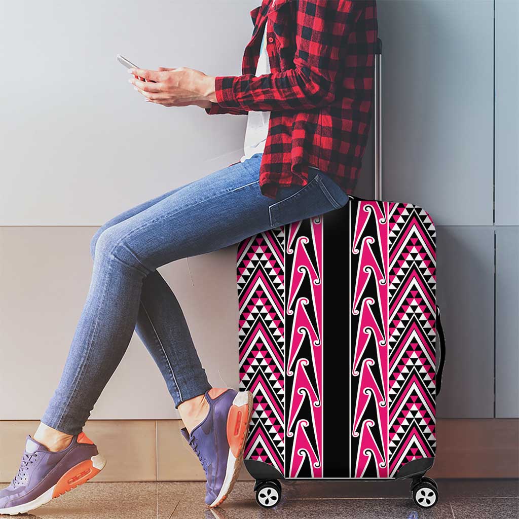 New Zealand Maori Niho Taniwha Luggage Cover Mawhero Mangopare and Puhoro Pattern