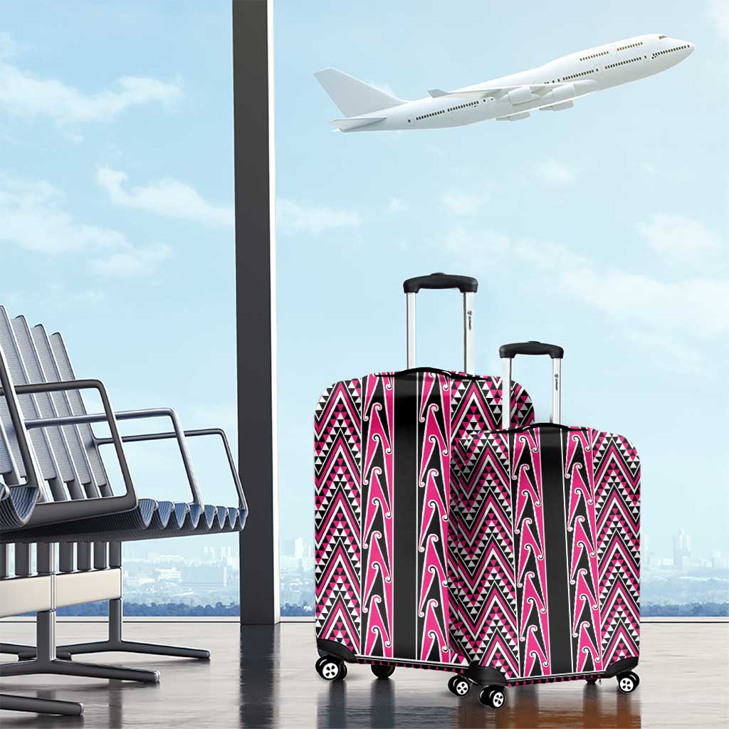 New Zealand Maori Niho Taniwha Luggage Cover Mawhero Mangopare and Puhoro Pattern