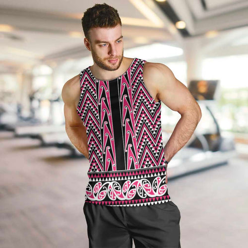 New Zealand Maori Niho Taniwha Men Tank Top Mawhero Mangopare and Puhoro Pattern