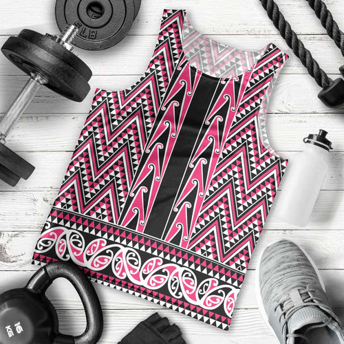 New Zealand Maori Niho Taniwha Men Tank Top Mawhero Mangopare and Puhoro Pattern