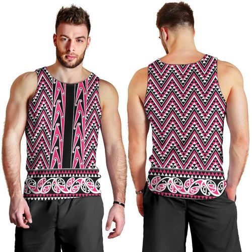 New Zealand Maori Niho Taniwha Men Tank Top Mawhero Mangopare and Puhoro Pattern