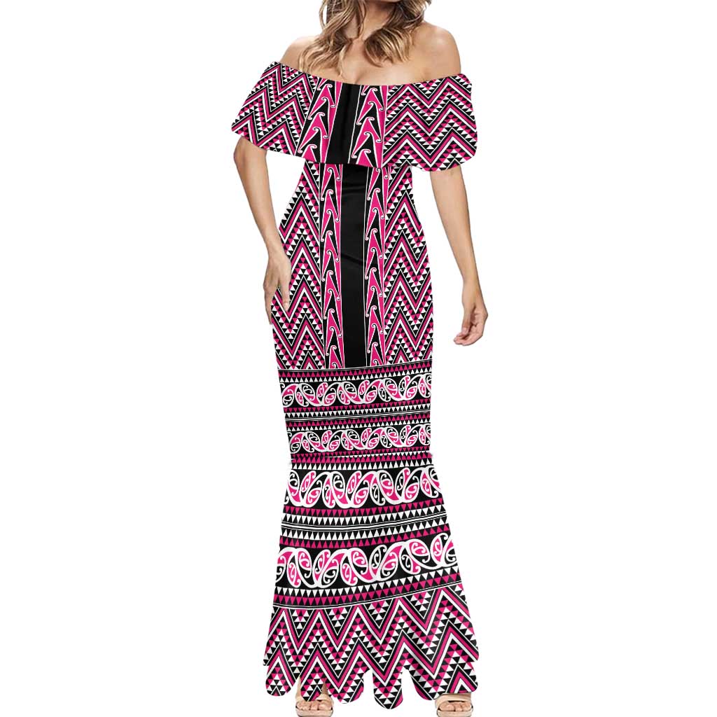 New Zealand Maori Niho Taniwha Mermaid Dress Mawhero Mangopare and Puhoro Pattern