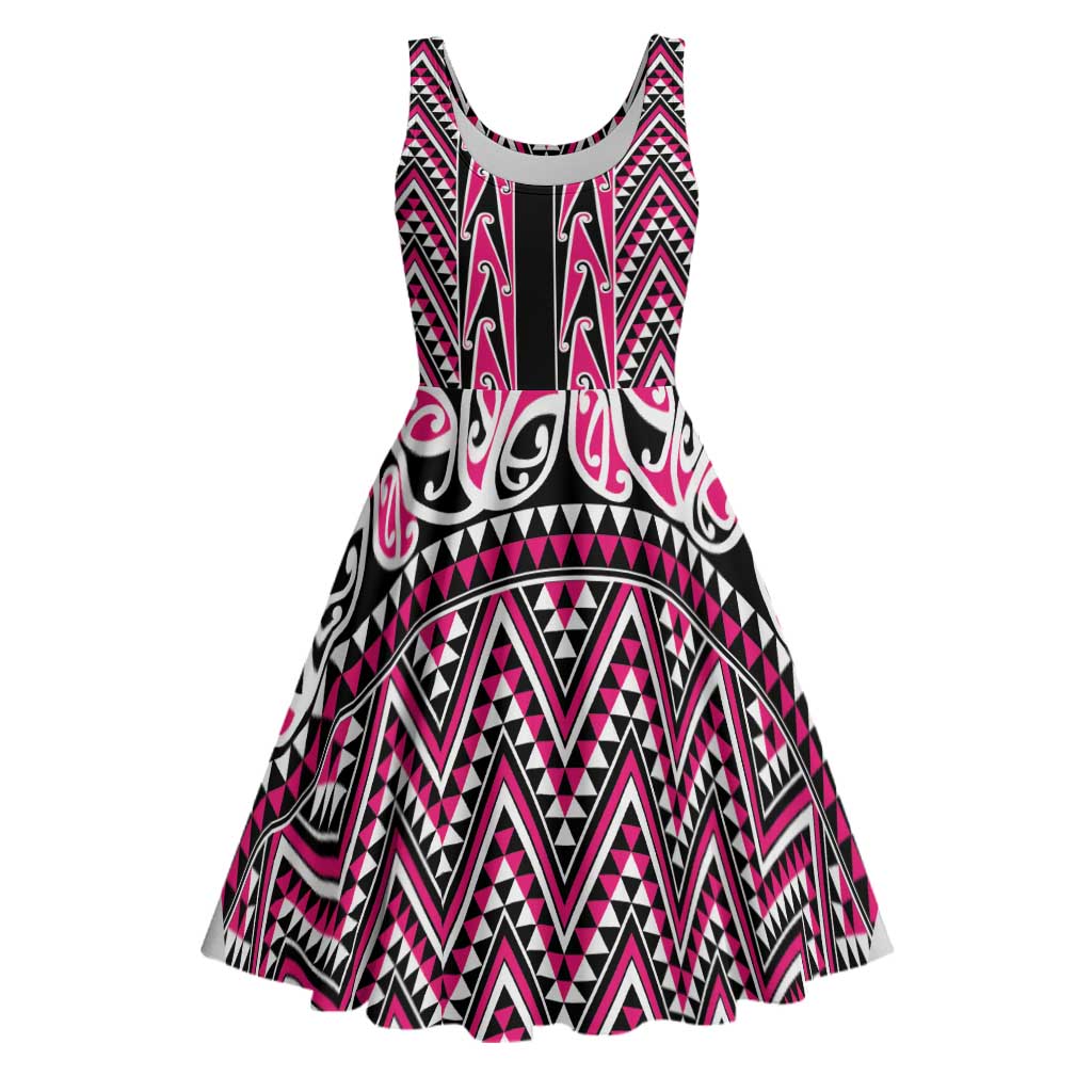 New Zealand Maori Niho Taniwha Midi Dress Mawhero Mangopare and Puhoro Pattern - Aussie Hoodie