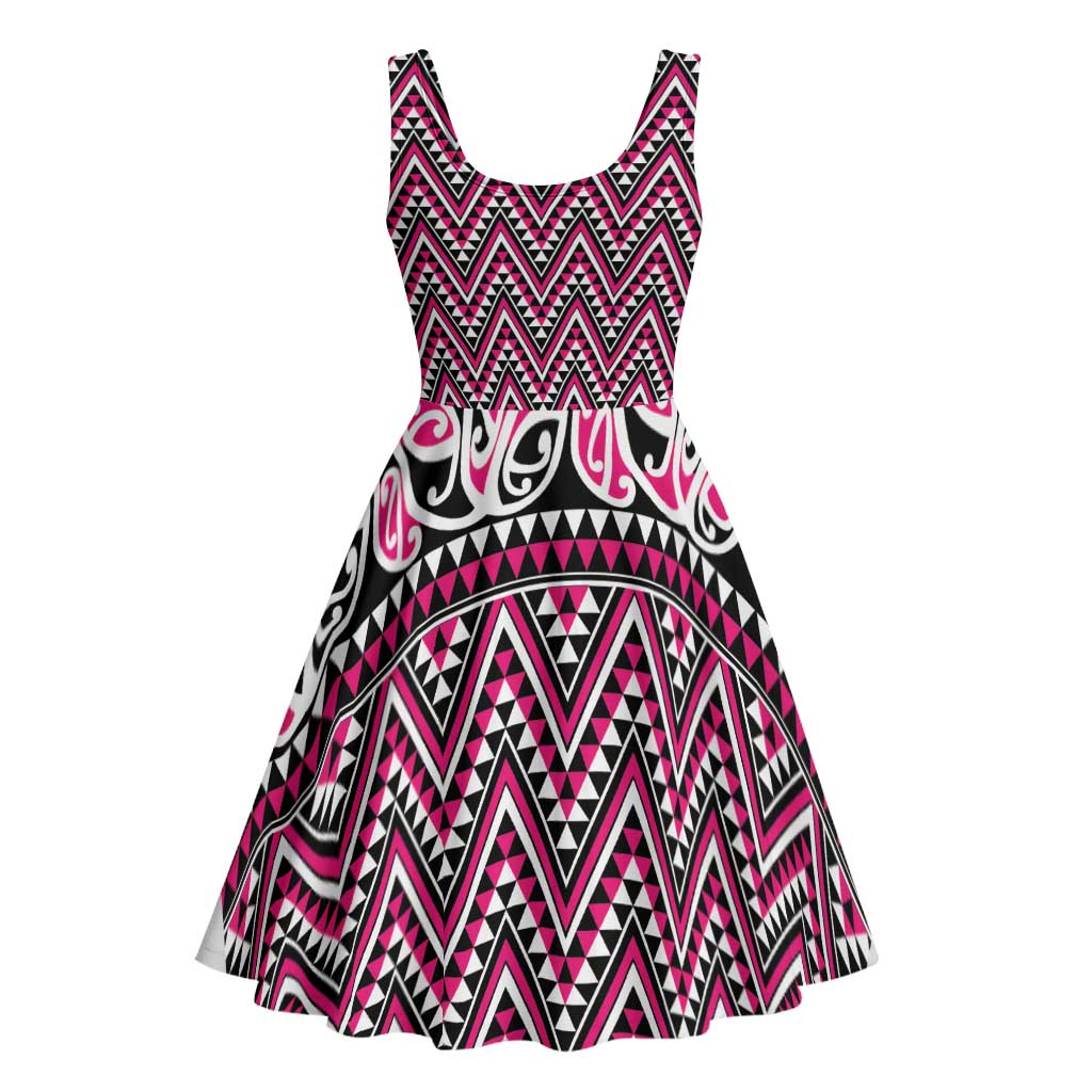 New Zealand Maori Niho Taniwha Midi Dress Mawhero Mangopare and Puhoro Pattern - Aussie Hoodie