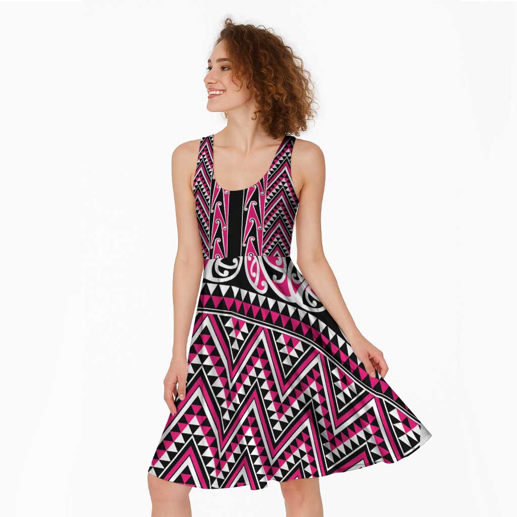 New Zealand Maori Niho Taniwha Midi Dress Mawhero Mangopare and Puhoro Pattern - Aussie Hoodie
