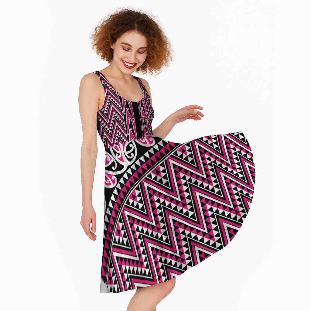 New Zealand Maori Niho Taniwha Midi Dress Mawhero Mangopare and Puhoro Pattern - Aussie Hoodie