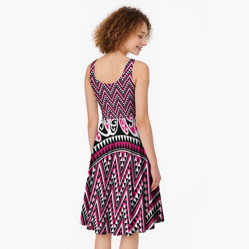 New Zealand Maori Niho Taniwha Midi Dress Mawhero Mangopare and Puhoro Pattern - Aussie Hoodie