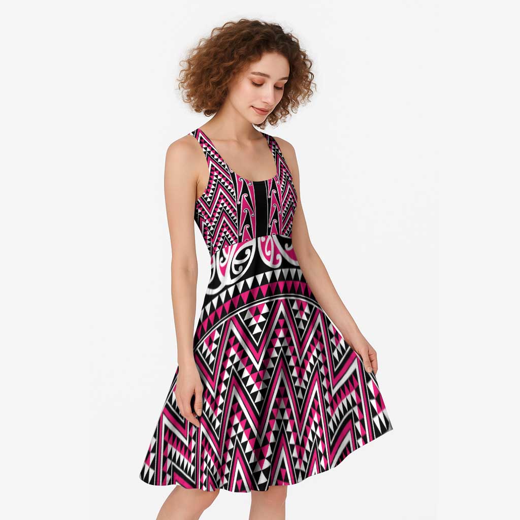 New Zealand Maori Niho Taniwha Midi Dress Mawhero Mangopare and Puhoro Pattern - Aussie Hoodie