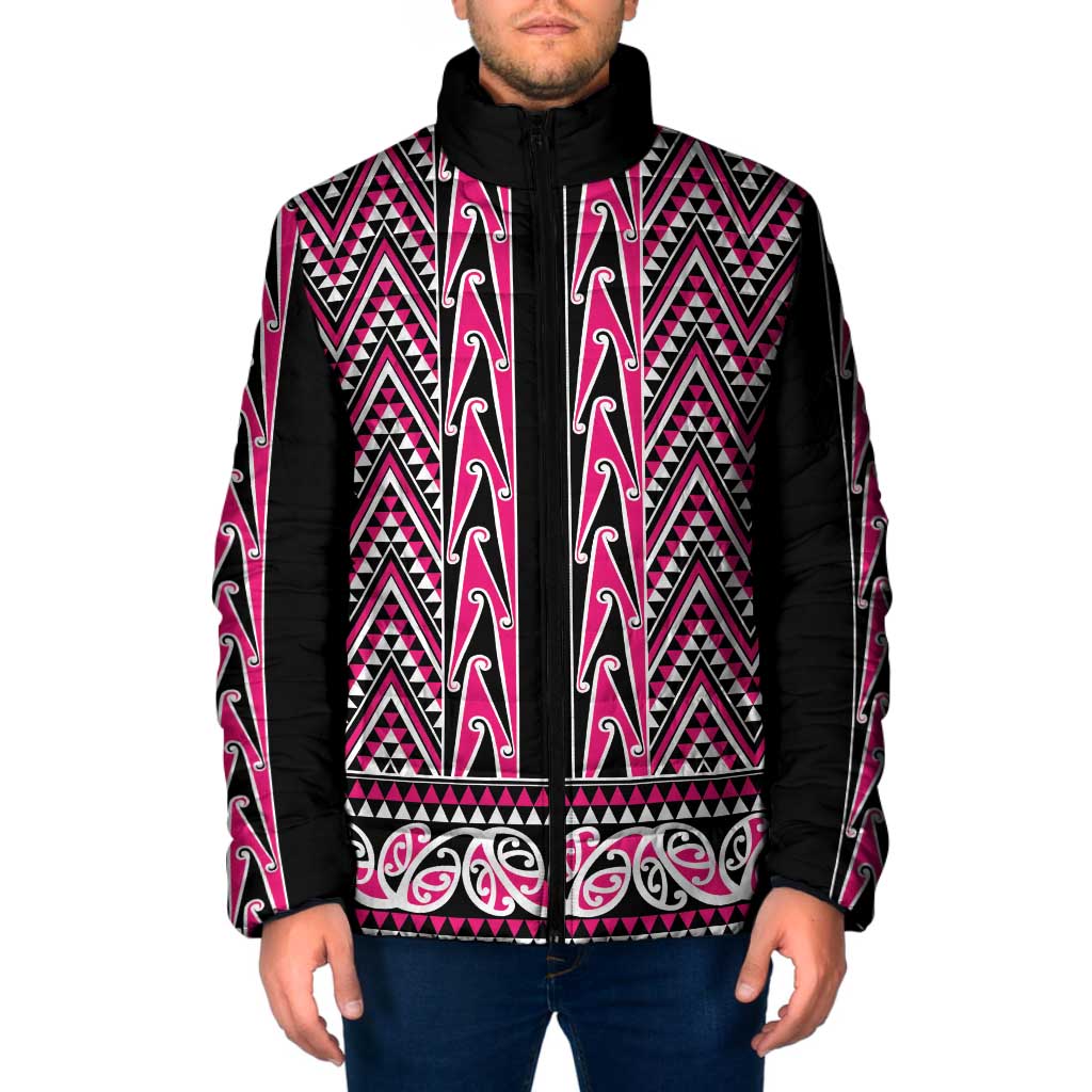 New Zealand Maori Niho Taniwha Padded Jacket Mawhero Mangopare and Puhoro Pattern - Aussie Hoodie