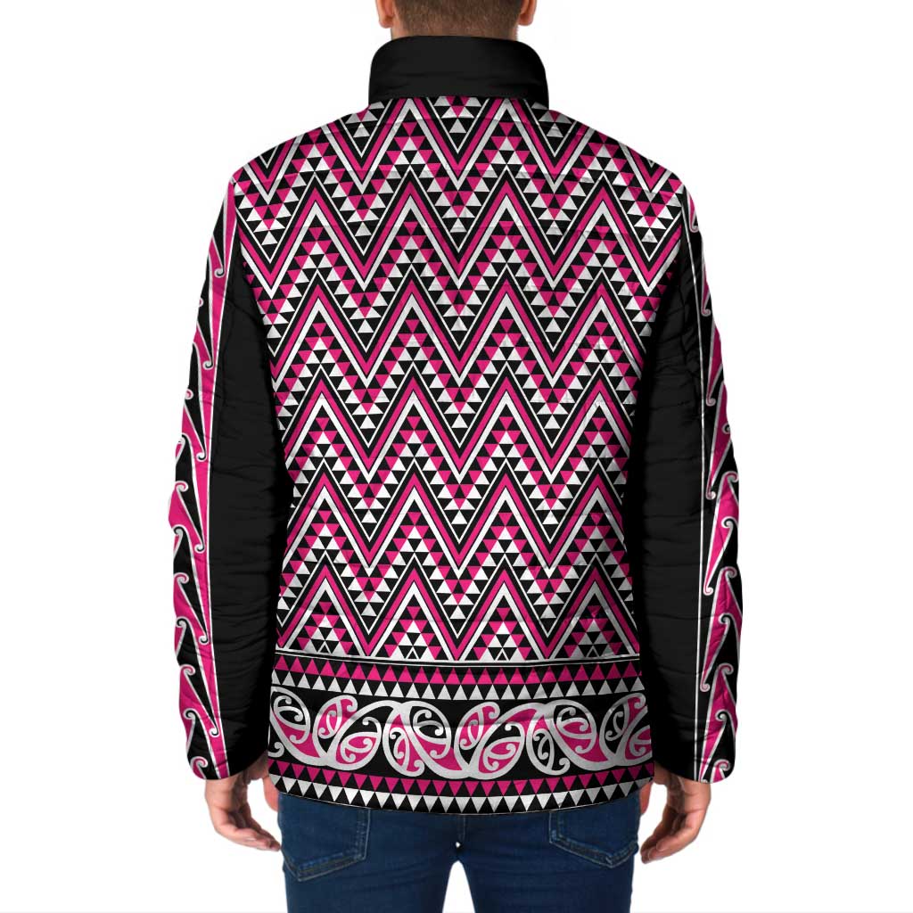 New Zealand Maori Niho Taniwha Padded Jacket Mawhero Mangopare and Puhoro Pattern - Aussie Hoodie