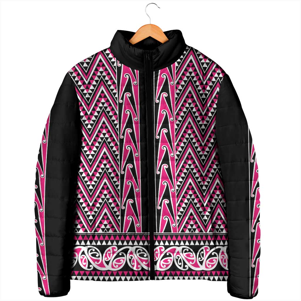 New Zealand Maori Niho Taniwha Padded Jacket Mawhero Mangopare and Puhoro Pattern - Aussie Hoodie