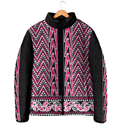 New Zealand Maori Niho Taniwha Padded Jacket Mawhero Mangopare and Puhoro Pattern - Aussie Hoodie