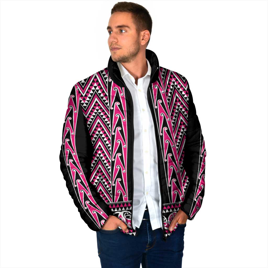 New Zealand Maori Niho Taniwha Padded Jacket Mawhero Mangopare and Puhoro Pattern - Aussie Hoodie