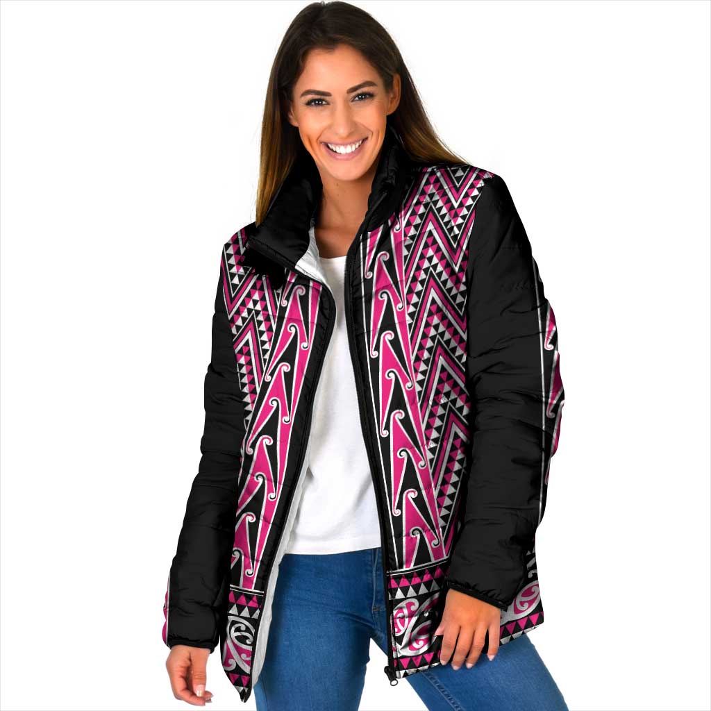 New Zealand Maori Niho Taniwha Padded Jacket Mawhero Mangopare and Puhoro Pattern - Aussie Hoodie