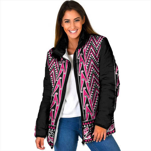 New Zealand Maori Niho Taniwha Padded Jacket Mawhero Mangopare and Puhoro Pattern - Aussie Hoodie