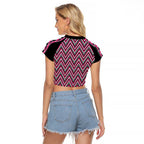 New Zealand Maori Niho Taniwha Raglan Cropped T Shirt Mawhero Mangopare and Puhoro Pattern