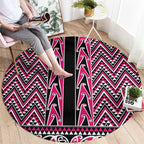 New Zealand Maori Niho Taniwha Round Carpet Mawhero Mangopare and Puhoro Pattern
