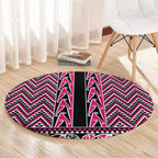 New Zealand Maori Niho Taniwha Round Carpet Mawhero Mangopare and Puhoro Pattern
