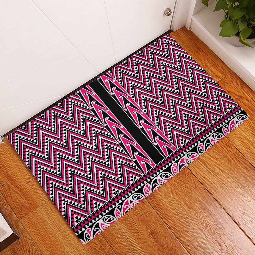 New Zealand Maori Niho Taniwha Rubber Doormat Mawhero Mangopare and Puhoro Pattern