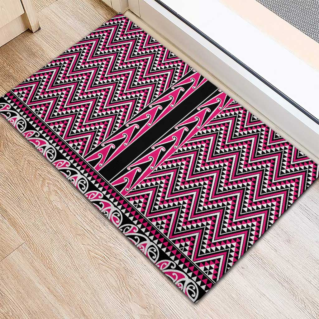 New Zealand Maori Niho Taniwha Rubber Doormat Mawhero Mangopare and Puhoro Pattern