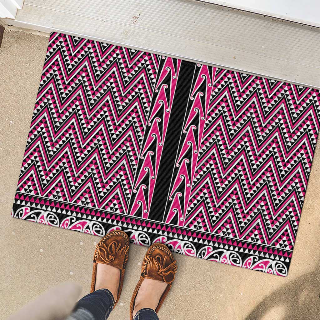New Zealand Maori Niho Taniwha Rubber Doormat Mawhero Mangopare and Puhoro Pattern